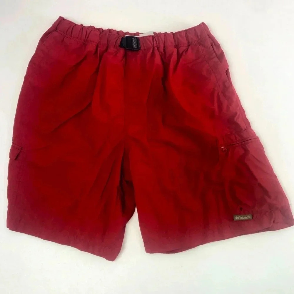 Columbia Men’s Red Lined Swim Trunks Shorts Pockets Stretch Waist Size Large